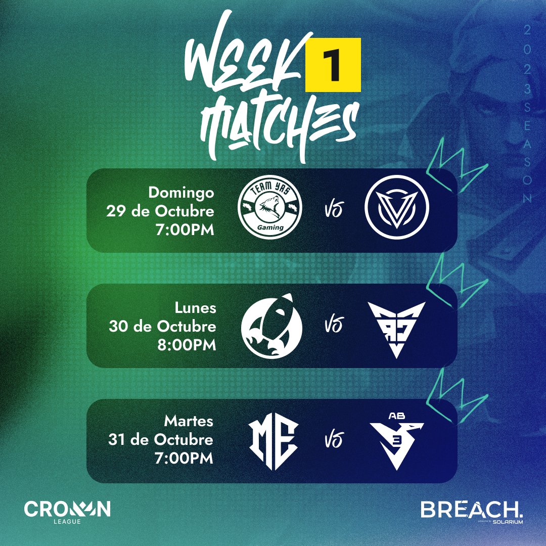crovnl's tweet photo. Damos inicio a nuestra primera semana de matches, apunten en sus calendarios para que no olviden apoyar a su equipo! https://t.co/uzkRIm2WKz