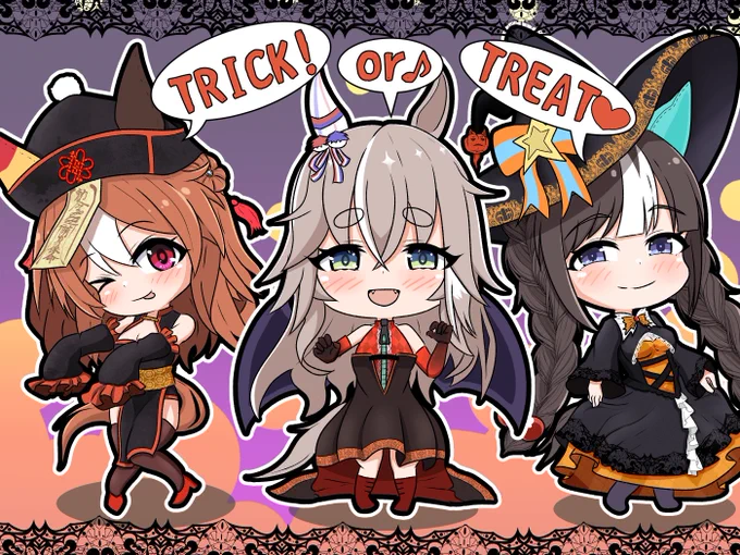 ダート三人娘のHappy Halloween!! #ウマ娘 #コパノリッキー #ワンダーアキュート #ホッコータルマエ