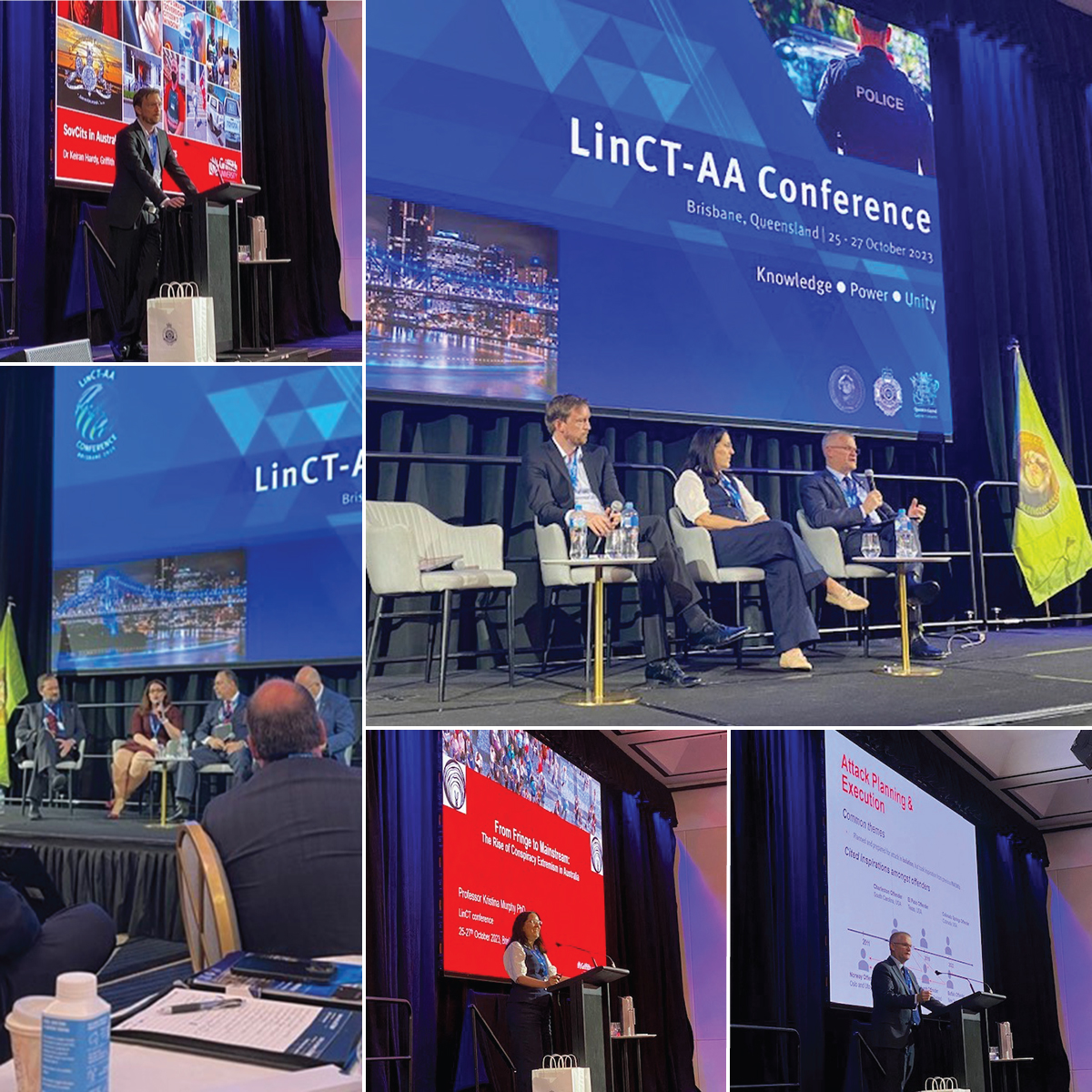 GriffCrimInst's tweet image. GCI was well represented at the LinCT-AA Conference. Prof Peter Martin, Prof Tina Murphy &amp;amp; @khardyGCI represented "Contemporary understanding &amp;amp; responses to right wing mass killing events, conspiracy theorists &amp;amp; sovereign citizens" and @drjackid on Welfare &amp;amp; CT Practitioners.