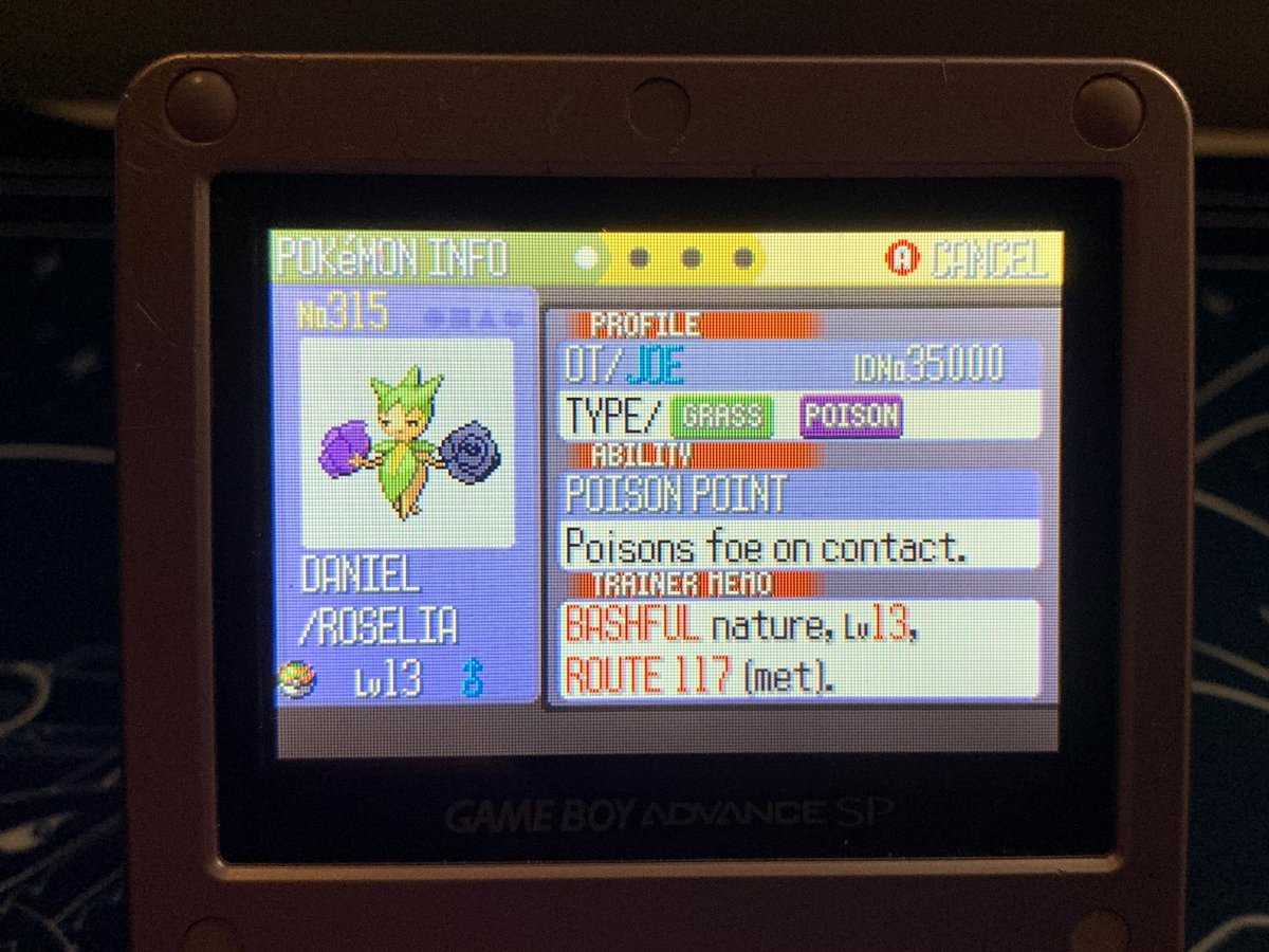 shiny roselia after 9410 res! really stoked i got this one while hunting here, onto phase 3 for volbeat/illumise!