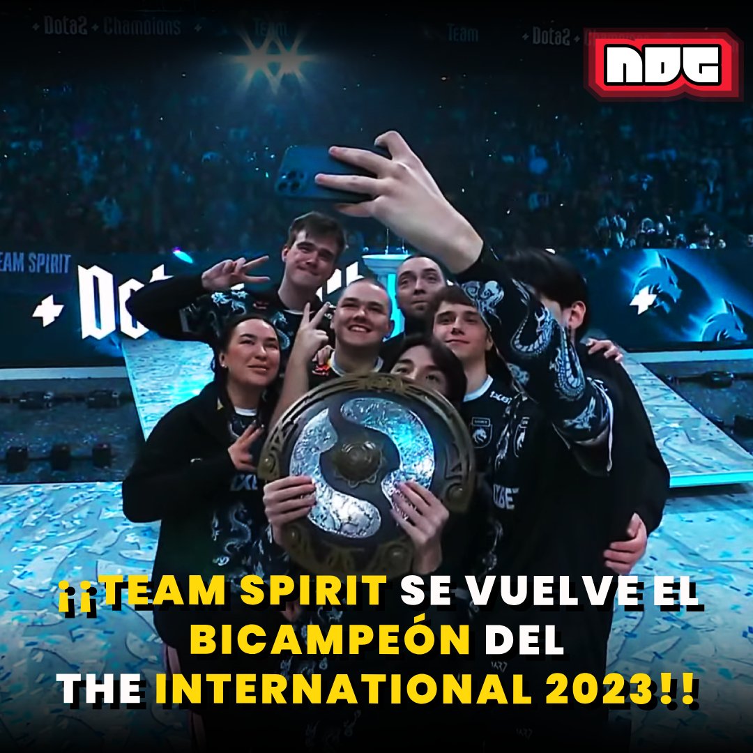SomosNDG's tweet photo. #TeamSpirit ACABA DE GANAR EL #TheInternational2023 😎🏆
Convirtiéndose en el segundo BICAMPEÓN de #Dota2 por ganar este #TI2023 se llevará más de 1 millón de euros a casa. 💸
#GaiminGladiators terminó perdiendo en el Bo3, pero dieron un increíble juego en la última partida, esperemos que en el próximo año #Peru tenga una mejor participación. 🇵🇪