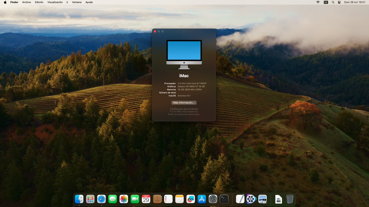 ReinierTutorial's tweet image. macOS 14.1 Sonoma  
Z590 UD AC 
I9 11900F  
Opencore 0.9.6  
RX 6900 XT 
#macOS14Sonoma #opencore