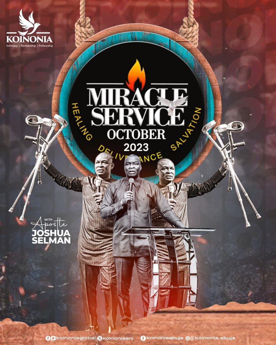 koinoniaeni's tweet photo. Dear Beloved, kindly click on the link below to download the audio message of “OCTOBER 2023 MIRACLE SERVICE“ WITH APOSTLE JOSHUA SELMAN.
https://t.co/WygM9HzaFx
#ApostleJoshuaSelman
#October2023MiracleService
#JesusRevealedJesusGlorified
#ThisIsKoinonia
#KoinoniaAbuja
#KoinoniaGlobal