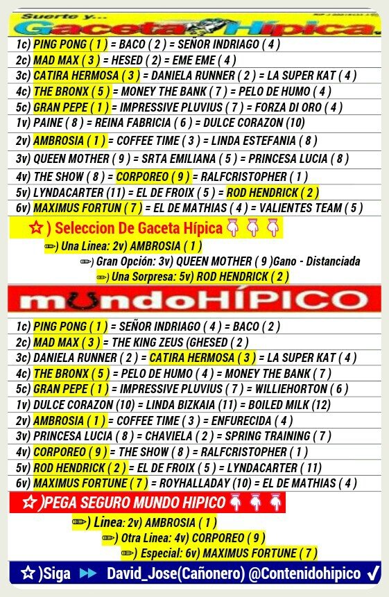 Contenidohipico's tweet photo. Favoritos De La Gaceta Hipica - Mundo Hipico
Así Fue El Resultado #HOY #domingo
#hipodromo #LaRinconada #DarRT
#contenidohipico - El Folleto Impreso Gratiss
#Papa ,💪. ➡️💬🔄❤️ Así de Gacil https://t.co/to8JLoR6dO