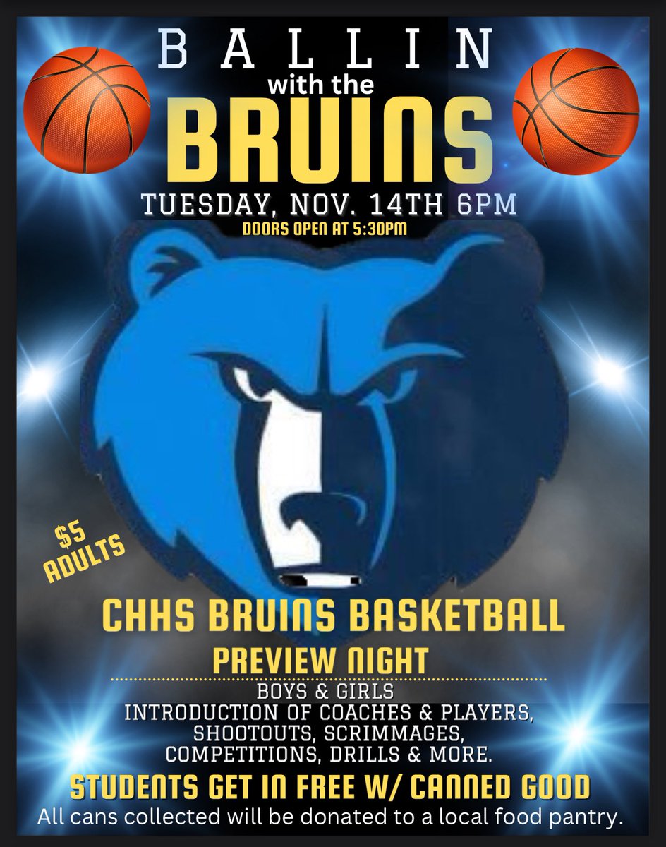 November 14th “Ballin with the Bruins”
 <a href="/CHHSMBB/">Central Hardin Basketball</a> 🐻🏀