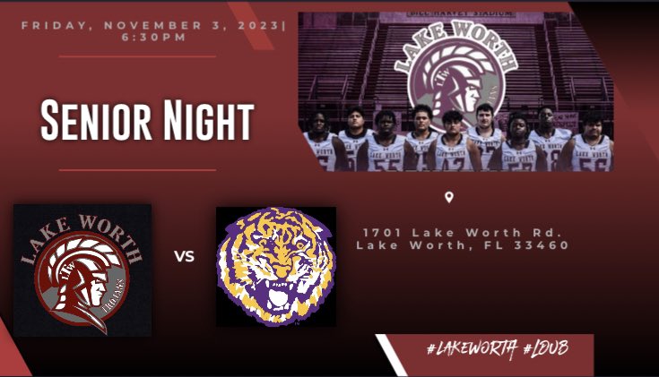 LDubTrojans's tweet photo. Senior Night this Friday. Come support your Lake Worth Trojans https://t.co/4Z4YYrdDCE
