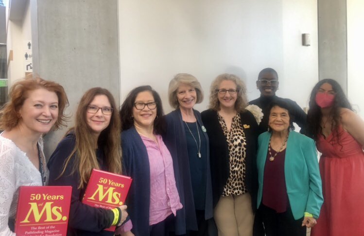 Empowering day at @Skirball_LA  celebrating 50 years of @MsMagazine & the feminist movement w/ @DoloresHuerta & many brave champions - where we’ve been & organizing for the work ahead to ensure reproductive & economic justice & equity for all women & girls. Brava, roar! 💙✊🏻🙋‍♀️