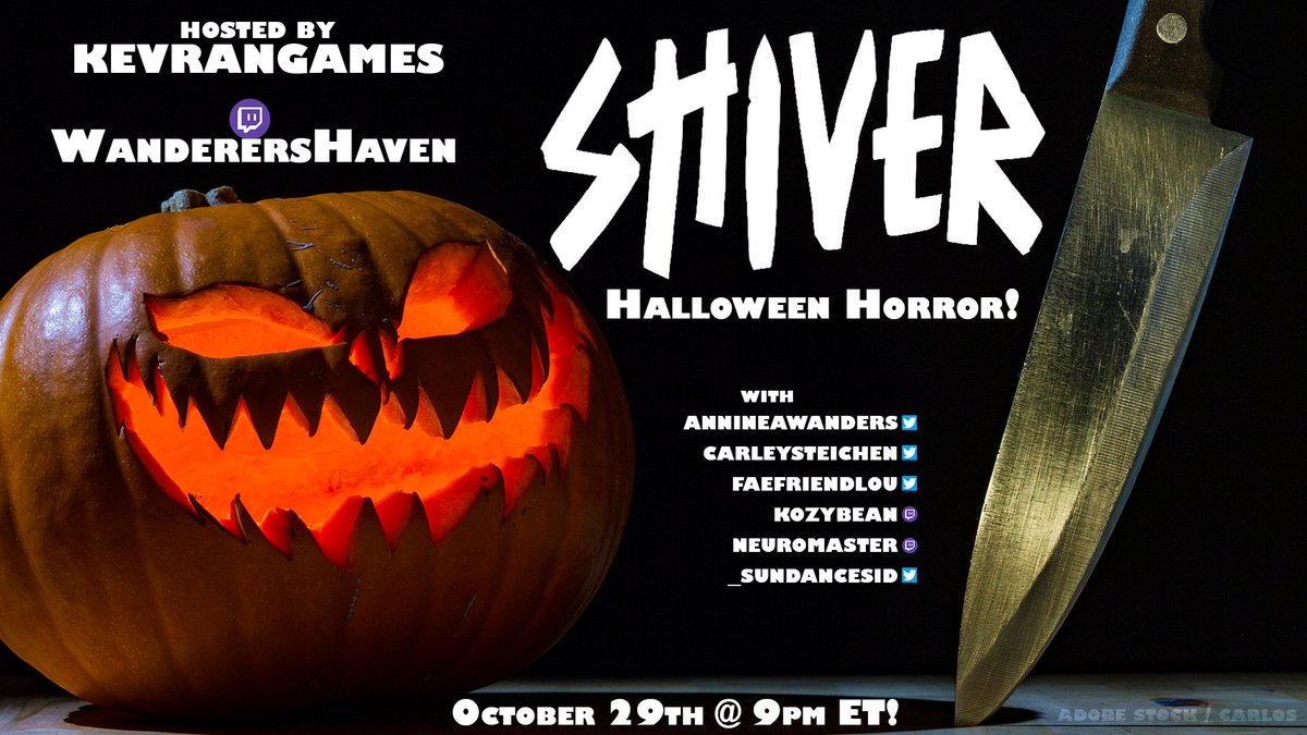 We are LIVE with our Halloween One-Shot of <a href="/GamesParable/">Parable Games: Grim Gazette Live Now</a> 's Shiver, for a horror movie-inspired game! 

6 college students are about to have a night they'll never forget... if they survive it!

Join us now at twitch.tv/wanderershaven!