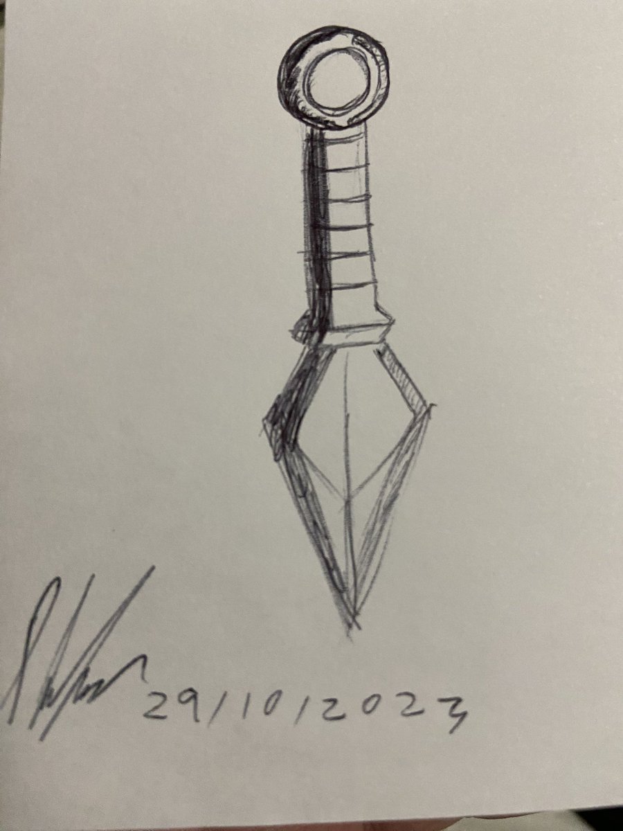 GaleryPedro's tweet photo. Inktober 29 #inktober2023 #draw #pen #kunai https://t.co/9iaTk28qEz