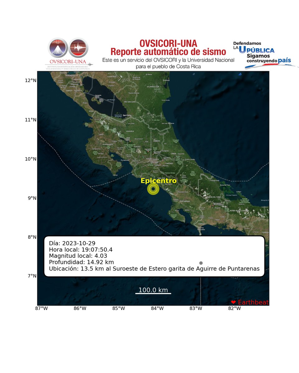 OVSICORI_UNA's tweet photo. 2023-10-29 19:07:50.4, Mag:4.03, Prof: 14.92, Epicentro: 13.5 km al Suroeste de Estero garita de Aguirre de Puntarenas. #ovsicori #SomosUNA #SismoCR #Temblor #TemblorCR #Terremoto https://t.co/W4vie0kHkV