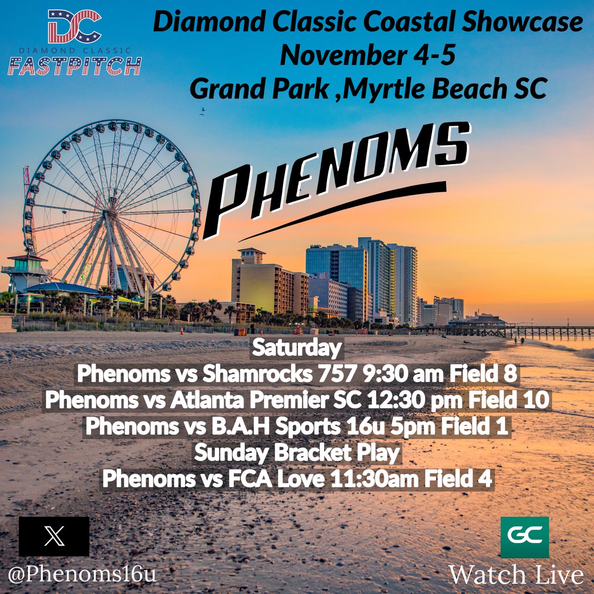 Phenoms18u's tweet photo. Our Schedule for this coming weekend in Myrtle Beach SC https://t.co/erVf2ZhjWO