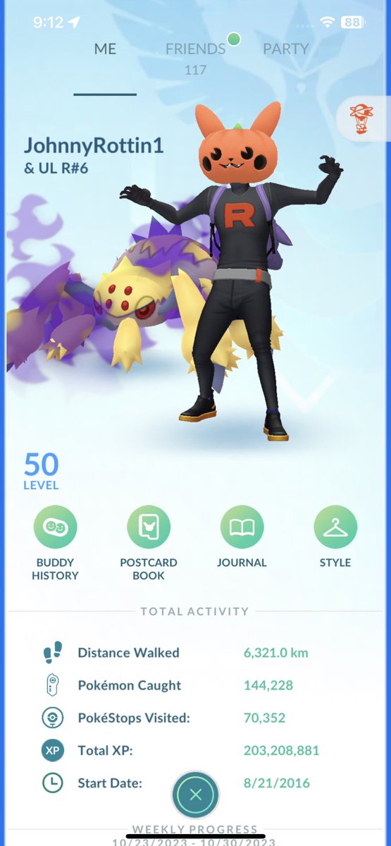 JohnnyRottin1's tweet photo. @JSThaShdwHunter @DanielaRamone @SpookyWillXD @Pokemon @PokemonGoApp @NianticLabs Every #PokemonGOHalloween and every #TeamRocketTakeover I’ve been representing! 😈👻 https://t.co/Q7L5u7J56j
