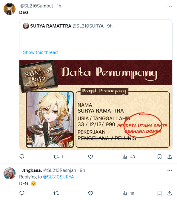 SL311ANDHRA's tweet photo. @SukmaADITRI Mbak Ranya hari ini udah DEG belum https://t.co/RYeeDMp0Xs