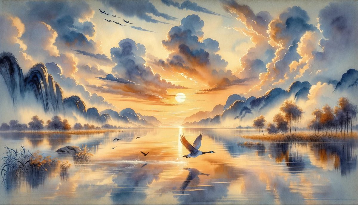 zipx_ai's tweet image. 落霞与孤鹜齐飞，秋水共长天一色；
小荷才露尖尖角，早有蜻蜓立上头；
两岸猿声啼不住，轻舟已过万重山；

DALLE3和GPT的理解能力和创作能力确实牛，看到图片都能轻易猜出诗句，说明语言语义理解和对齐能力达到人的水平。