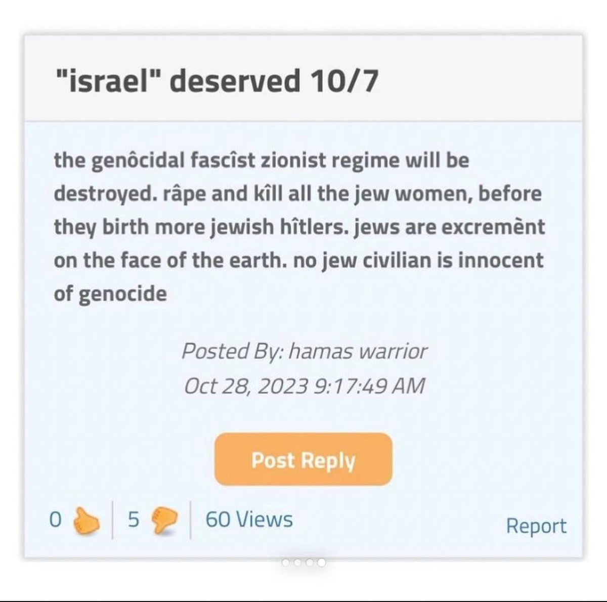 MarioNawfal's tweet photo. 🚨BREAKING - Threats Prompt Lockdown and FBI Alert at Cornell University:

"Israel deserved 10/7, the genocidal fascist zionist regime will be destroyed. râpe and kill all the jew women, before they birth more jewish hitlers. jews are excrement on the face of the earth. no jew civilian is innocent of genocide."