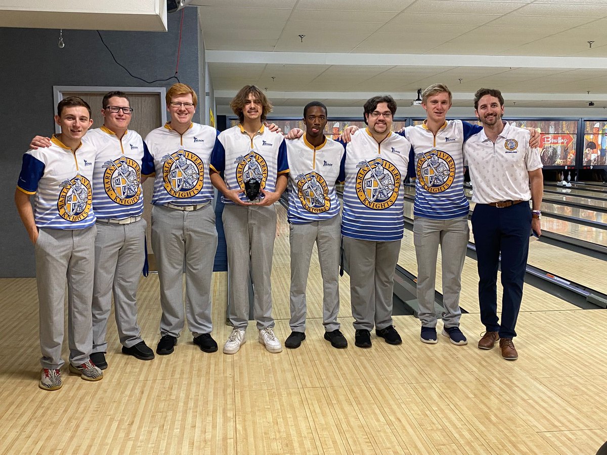 MarianU_Bowling's tweet photo. The Knights had a solid weekend at the Boilermaker Classic. Men’s varsity came home in 2nd, while women’s varsity finished 3rd. Men’s JV took home the win as well! 

All-Tournament Team honors go to juniors Tandess O’Neal (1st place) and Nick Archacki (4th place) 

#GoKnights https://t.co/I1cWq8GEfO