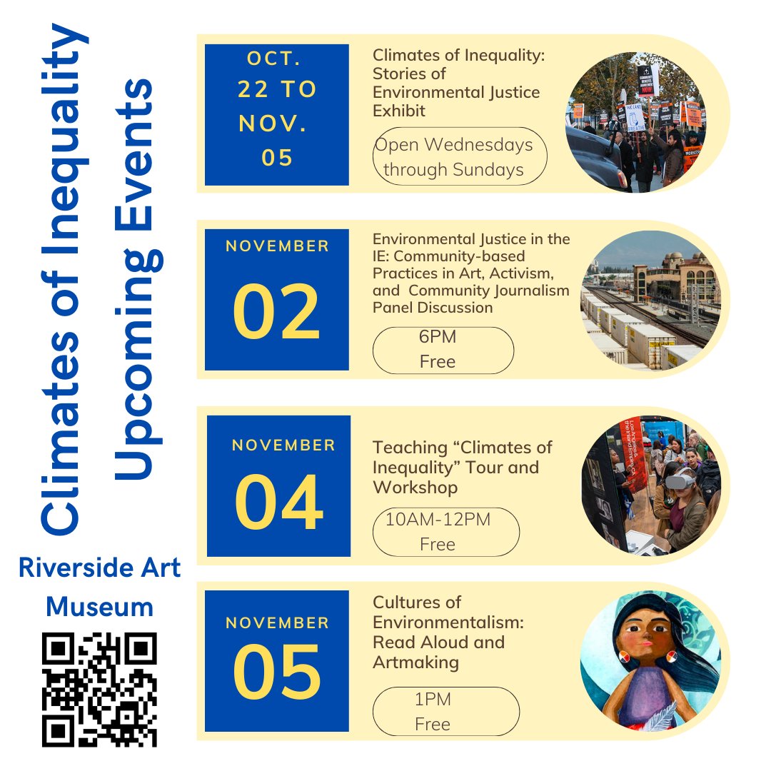 Join Inland Empire-focused artists &amp; journalists on the challenges of representing the "slow violence of the supply chain." Free tacos, talk, exhibits. Th. 11/2 <a href="/6pm/">Follow us @Shop6pm!</a> @RiversideArtMuseum. Register: tinyurl.com/ClimatesInequa… #noemontes #frontlineobserver #riversideartmuseum