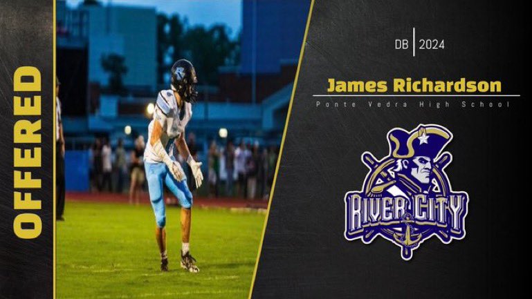 James Richardson (@jamesrich27) on Twitter photo Honored to receive an offer to play for river city prep! <a href="/RiverCityPrepFB/">River City Post-Grad Football</a> <a href="/CoachDerrickW/">Coach Williams</a> Honored to receive an offer to play for river city prep! <a href="/RiverCityPrepFB/">River City Post-Grad Football</a> <a href="/CoachDerrickW/">Coach Williams</a>