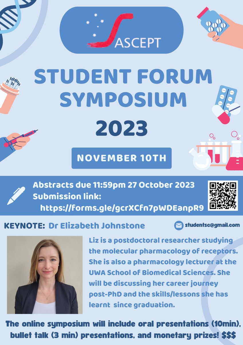 ASCEPT & Hypertension Aus Joint Scientific Meeting (@asceptconf) on Twitter photo Calling all <a href="/ASCEPTStudents/">ASCEPT Students</a>! The Student Forum is holding a Student Symposium on Nov 10th with an exciting day planned! Fill out the form below to register or submit an abstract for 10min and 3min oral presentations. Due at 11.50pm TONIGHT!!
forms.gle/zX2ZVKCMvwbosF… Calling all <a href="/ASCEPTStudents/">ASCEPT Students</a>! The Student Forum is holding a Student Symposium on Nov 10th with an exciting day planned! Fill out the form below to register or submit an abstract for 10min and 3min oral presentations. Due at 11.50pm TONIGHT!!
forms.gle/zX2ZVKCMvwbosF…