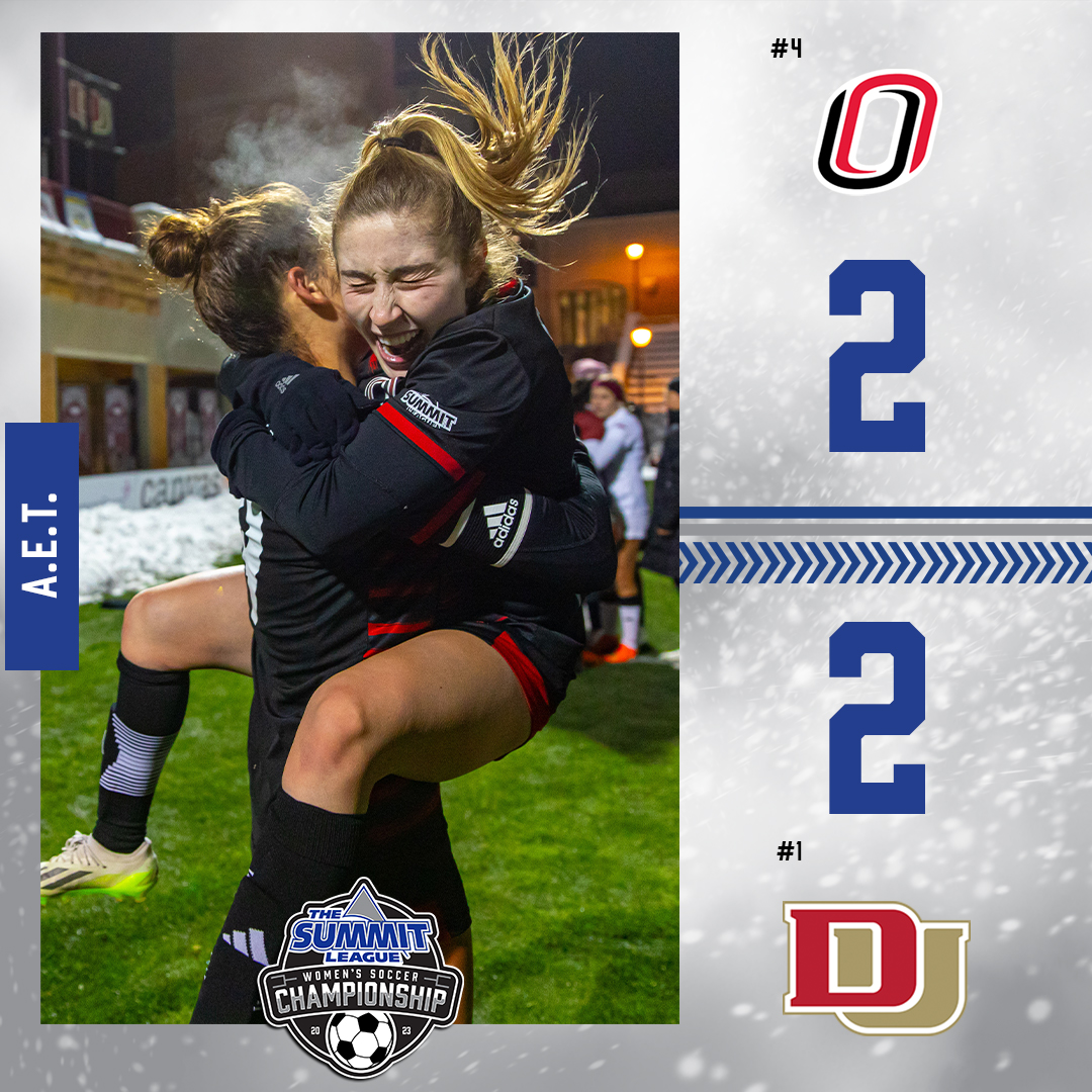 𝐎𝐌𝐀𝐇𝐀 😎

No. 4 <a href="/OmahaWSOC/">Omaha Women's Soccer</a> advances to the title match after defeating No. 1 Denver 3-2 in penalty kicks!

#ReachTheSummit