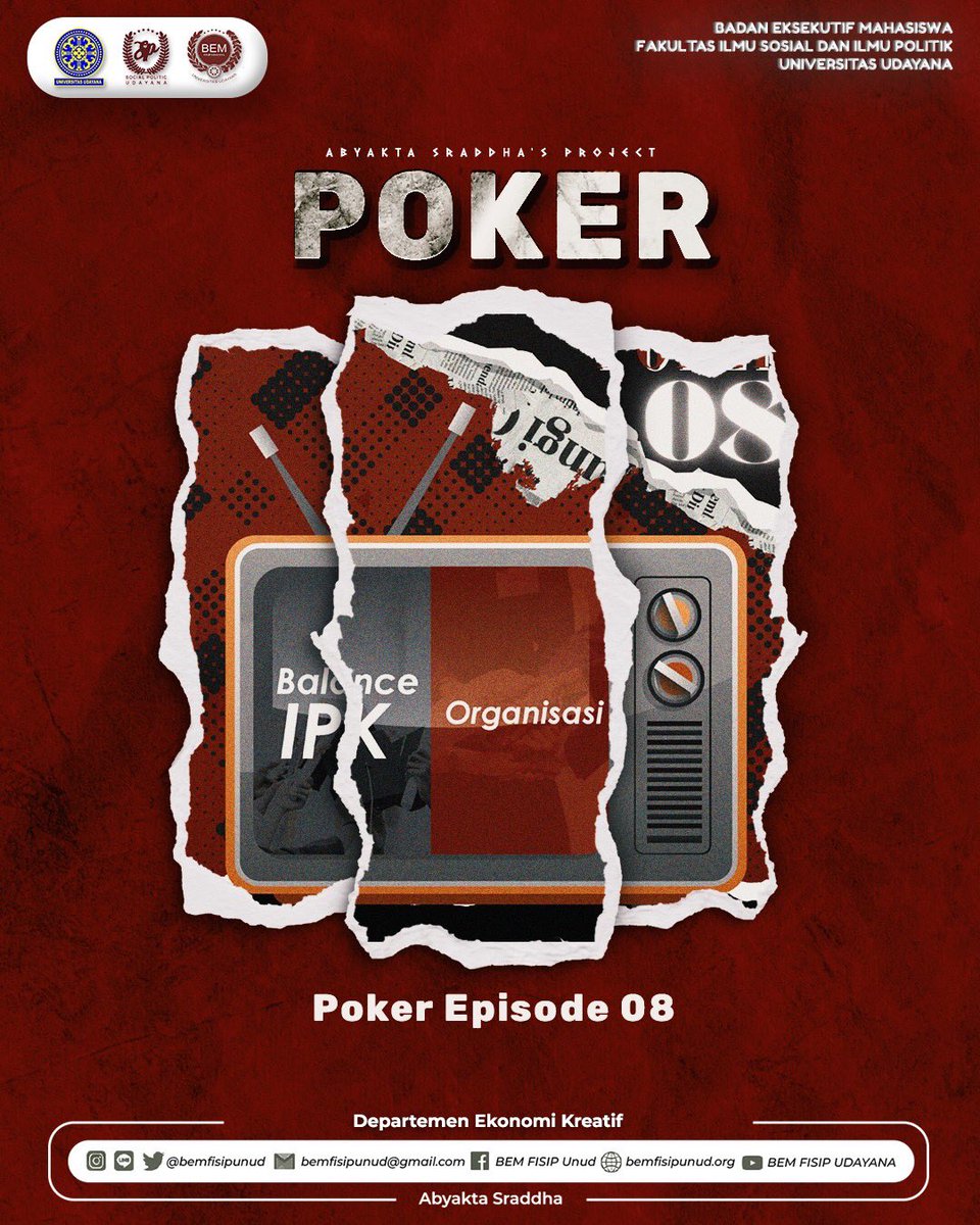 BEMFISIPUNUD's tweet photo. [POKER: PODCAST EKONOMI KREATIF]

"We Are Not Joker, We Play Poker"

Halo insan maroon dan sobat setia POKER!👋

POKER balik lagi nih. https://t.co/Lj6D2SD28b