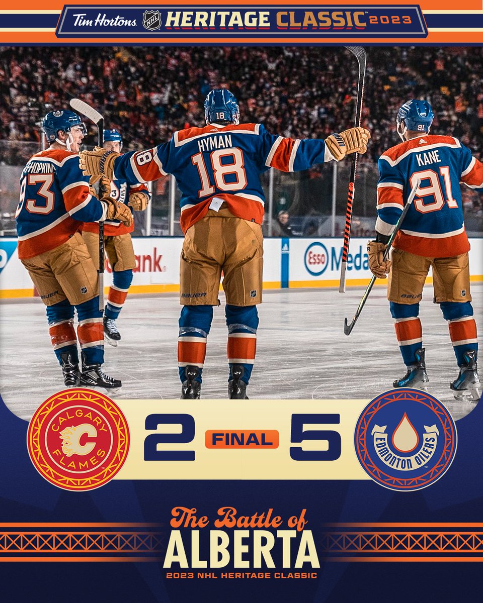 The @EdmontonOilers win the 2023 @TimHortons NHL #HeritageClassic! 🔵🟠