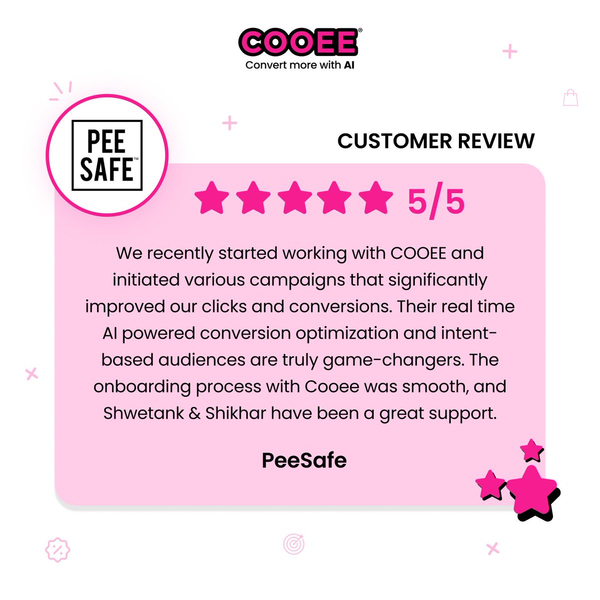 Kickstarting our Monday on a high note with a great customer review! 

PeeSafe installed us from the Shopify app store to track and analyze the micro-behavior of their online store visitors in real-time, allowing them to offer personalized offerings.

 #RealTimeIntent #Shopify