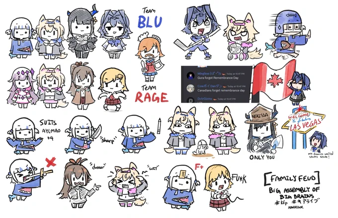 Doodles for Kiara's Family Feud stream tonight! Thanks for watching!  #gawrt #FWMCpix