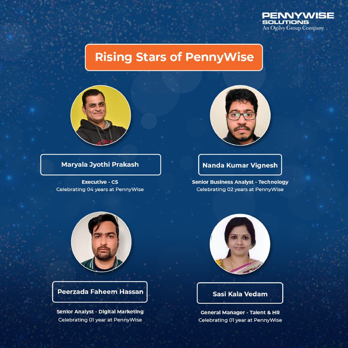 Today, we celebrate the work anniversaries of our incredible team! 

Join us in raising a toast to our shining stars as we commemorate their work anniversaries! 

#PennyWise #PennyWiseSolutions #WorkAnniversary #CelebratingSuccess #Anniversary #Teamwork