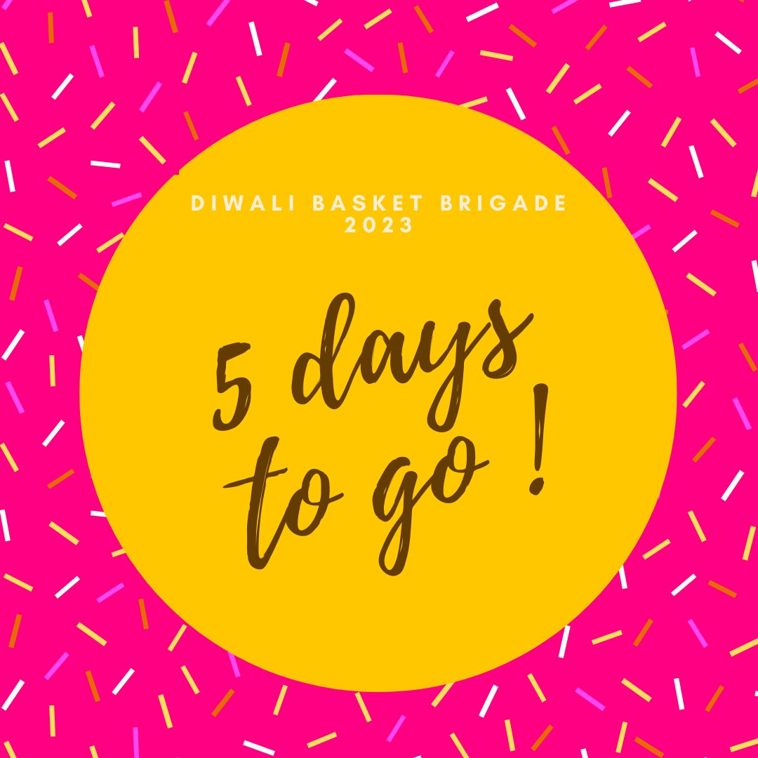 5 Days To Go! Diwali Basket Brigade will be on Saturday 4th November in Birmingham & London and Sunday 5th November in Leicester & Manchester. It isn't too late to donate and help us to feed 4000 families, please donate via justgiving.com/campaign/diwal…