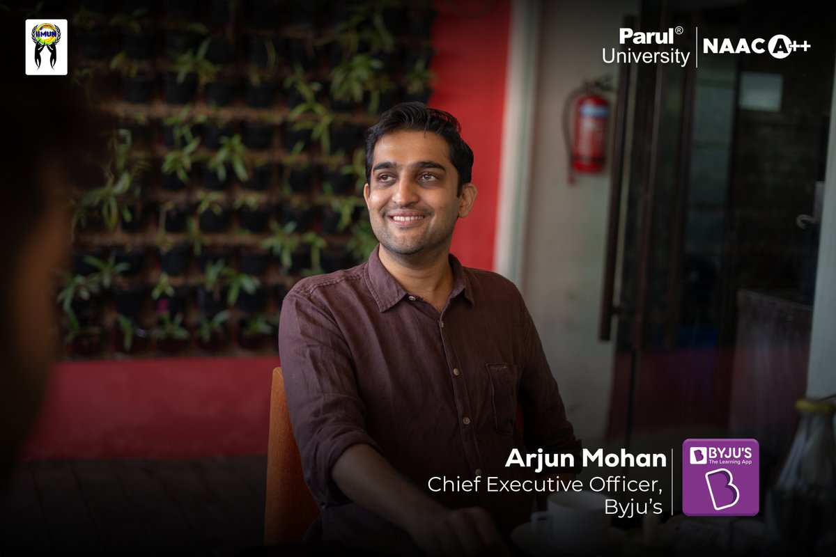 ParulUniversity's tweet image. “Entrepreneurship is not just about determination,” said @_arjunmohan_ , CEO of @BYJUS &apos;s- India&apos;s largest Edtech company. Mr. Mohan truly inspired PU&apos;s next generation of entrepreneurs and business enthusiasts while also signing copies of his book for our students. 📝🤩