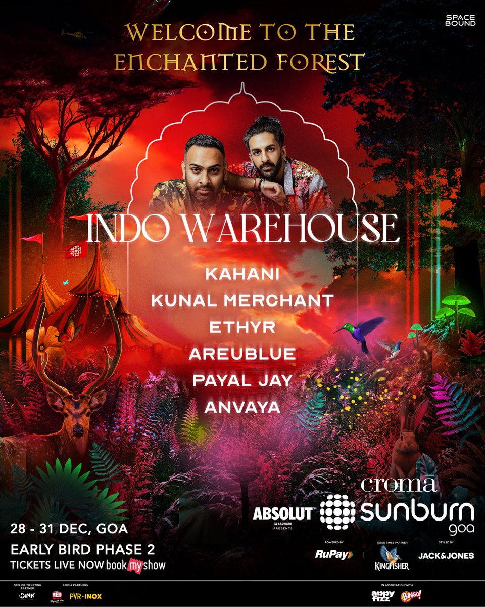 The Enchanted Forest Just got bigger 🌳✨ We are thrilled to announce @indowarehouse ‘s ultimate takeover at #SunburnGoa2023 ☀️ Experience the unique tunes with the beauty of South Asian culture, music and rhythm with the global language of house and techno 🙌🏻 See you all…