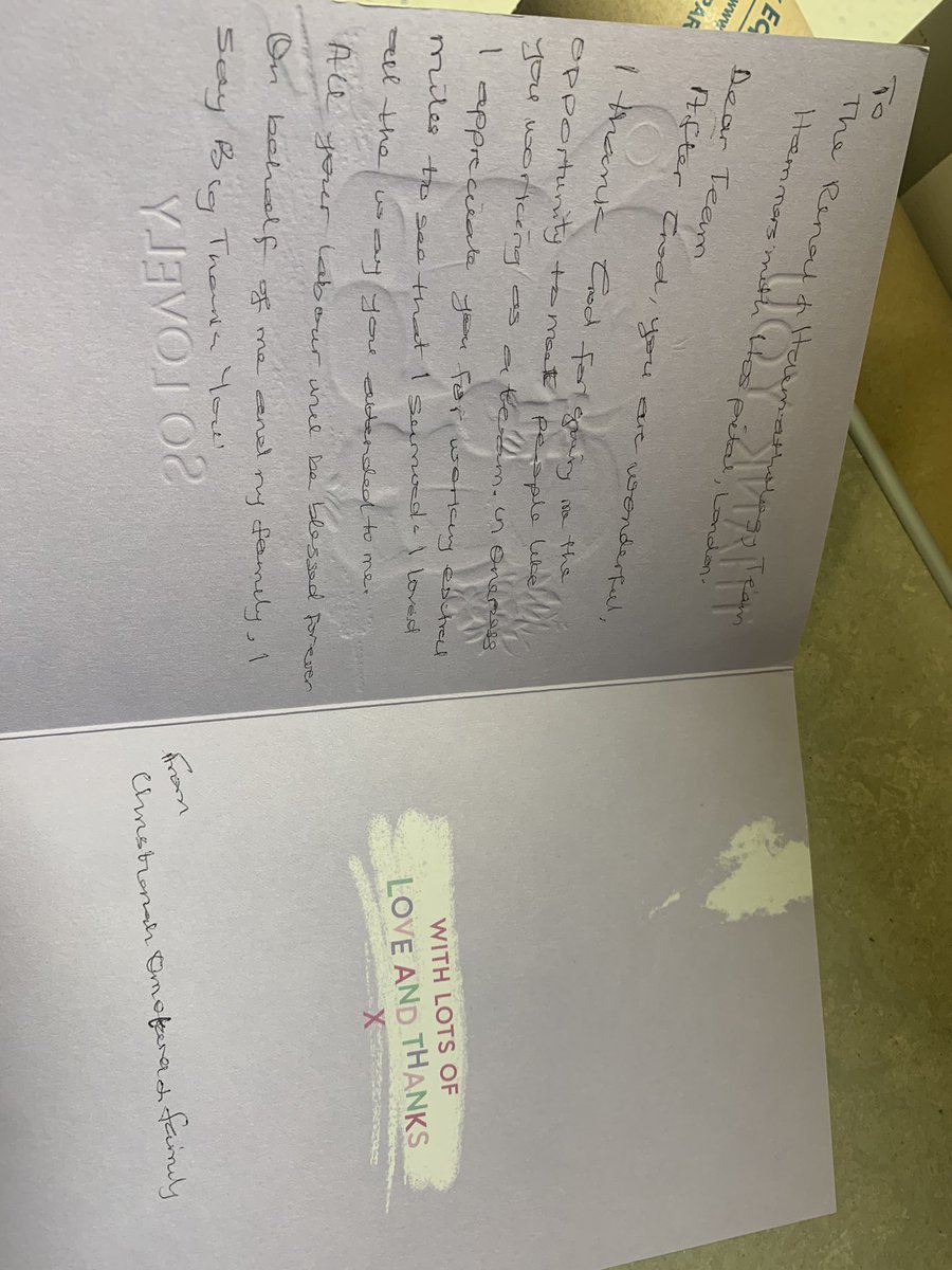 A Patient heartfelt card brings a warm feeling to RHTU team hearts 💕 To top it all up it is a nursing colleague only from another trust.
Thank you for taking the time to feedback on the teams performance.