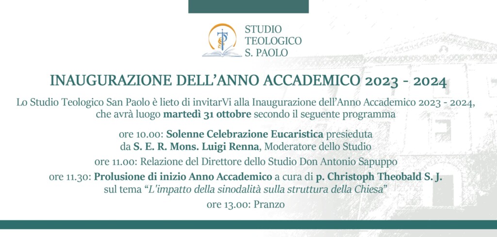 DiocesiAcireale's tweet image. 𝑺𝒕𝒖𝒅𝒊𝒐 𝑻𝒆𝒐𝒍𝒐𝒈𝒊𝒄𝒐 𝑺𝒂𝒏 𝑷𝒂𝒐𝒍𝒐

𝐼𝑛𝑎𝑢𝑔𝑢𝑟𝑎𝑧𝑖𝑜𝑛𝑒 𝑑𝑒𝑙𝑙'𝐴𝑛𝑛𝑜 𝐴𝑐𝑐𝑎𝑑𝑒𝑚𝑖𝑐𝑜 2023-2024
@StudioSPaolo