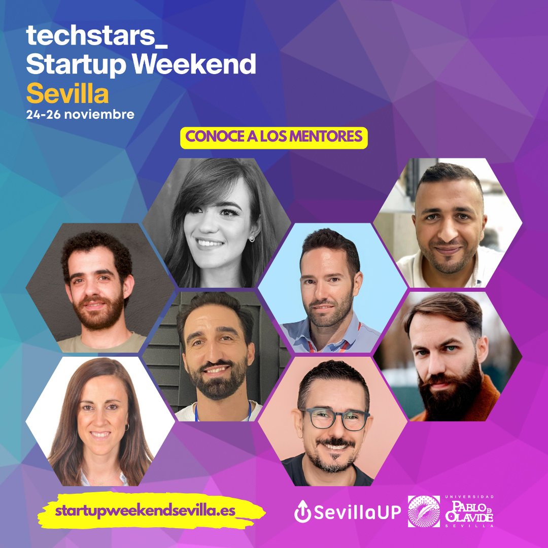 ¡Conoce a l@s mentores/as! Nada sería posible sin su compromiso voluntario.
Profesionales en diversas áreas que te ayudaran a llevar tu idea a cabo.
Ve a startupweekendsevilla.es para saber más de ellos y sacar tu entrada si aún no la tienes.