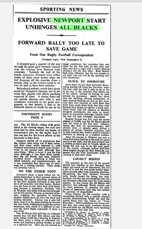 'Newport's fire sweeps them to victory'

One of the greatest nights in Welsh Sporting History 60 yrs ago today.

Newport 3 All Blacks 0

#YmlaenCasnewydd ⚫🔶 #COTP