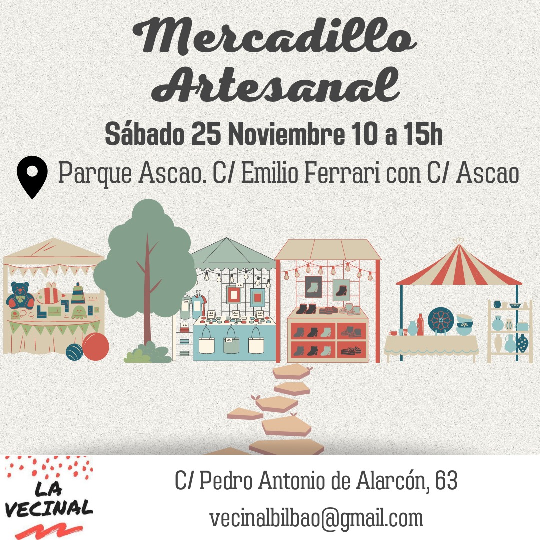 🛍️ Ya estamos organizando el próximo mercadillo de artesanía del barrio, esta vez de invierno de cara a las navidades. 🪡 Si eres artesan@ y estás interesad@ en participar escríbenos un mail a mercadillolavecinal@gmail.com