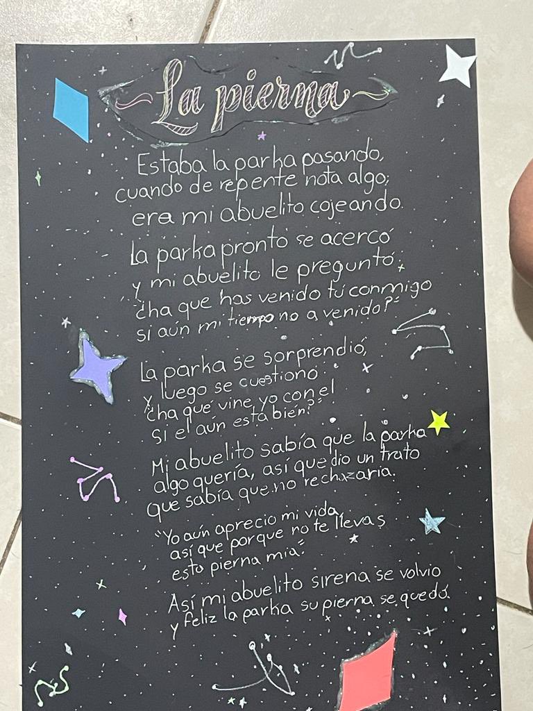 Mi prima de 10 años le hizo una calaverita a la pierna que le quitaron a su abuelo. 💀❤️‍🩹