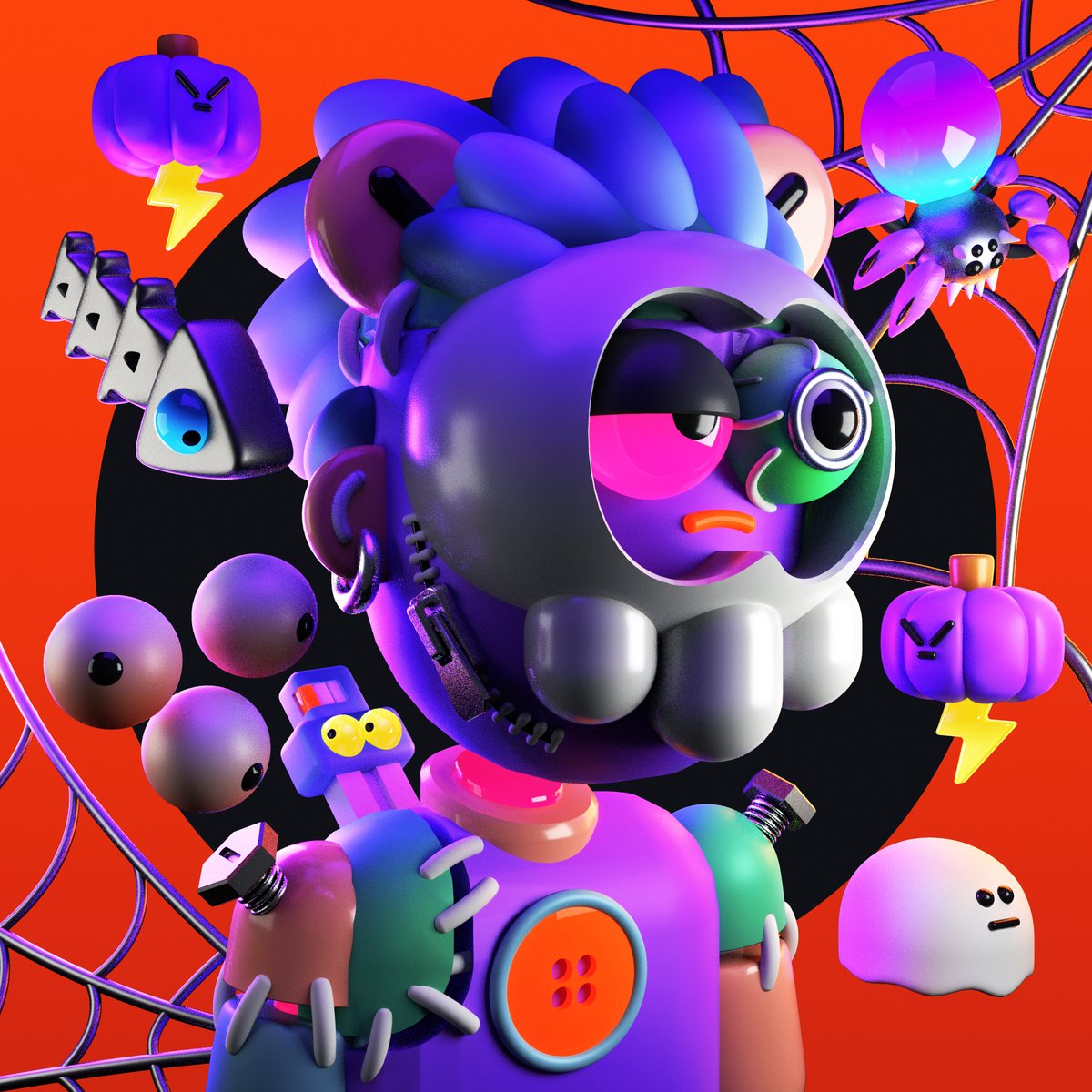 suriyanoom1's tweet photo. Dreamers Puppet ! 👀🩸🎃 @3LandersNFT 

Here is my entry to join the halloween costume contest in a land while the adventurers and monsters were asleep the doll and minimon woke up from the darkness...

#3LHalloween
#3L4L #WeAreTheDreamers
#NFTArts #NFTCommunity https://t.co/1q4weeaERS