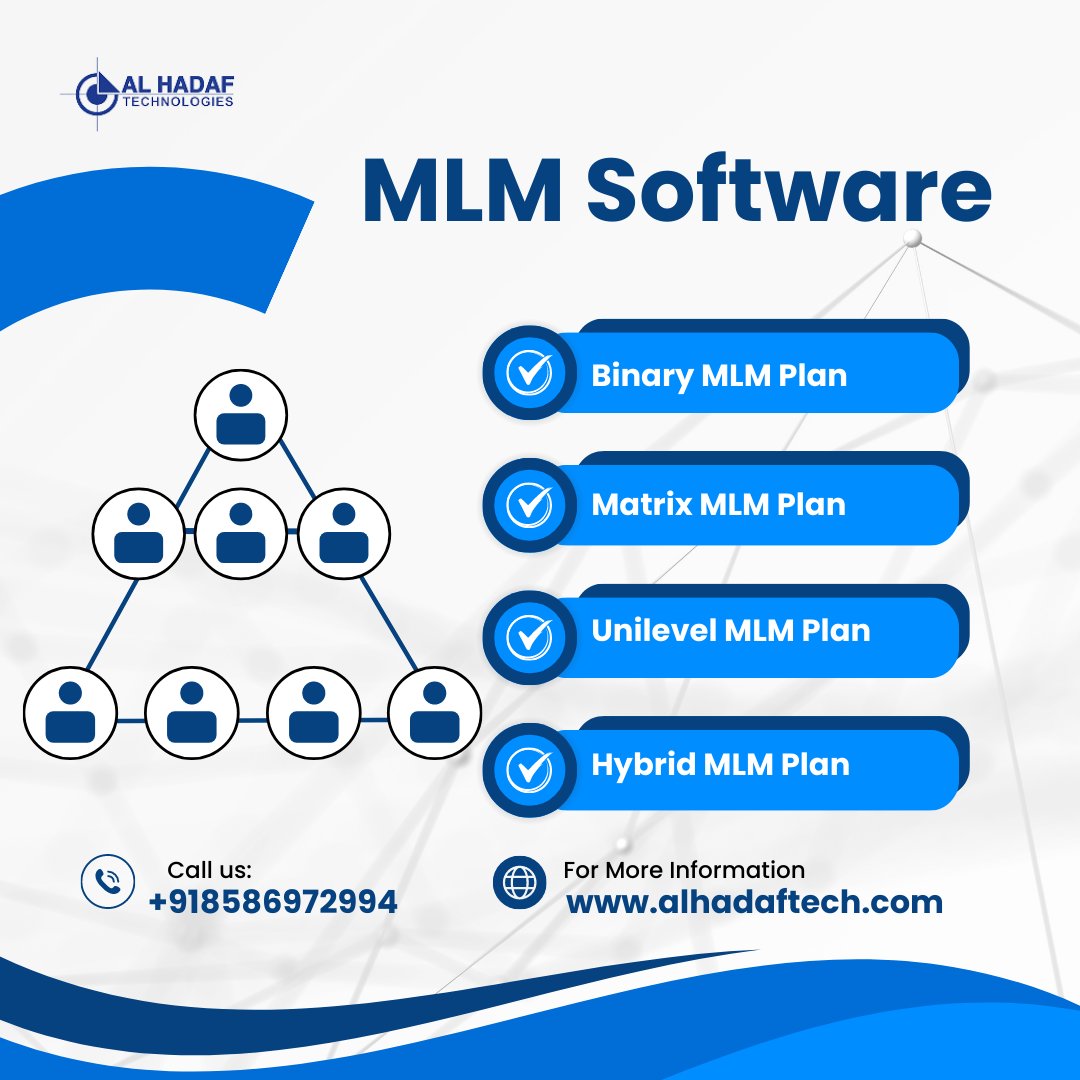 alhadaftech's tweet image. All types of MLM Software are available on one platform alhadaftech.com Binary MLM Software, Matrix MLM Software, and Compensation MLM Software.
jsdl.in/DT-23M5MBYV2A9
#matrixmlmsoftware #binarymlmsoftware #boardmlmsoftware #unilevelmlmsoftware #hybridmlmsoftware