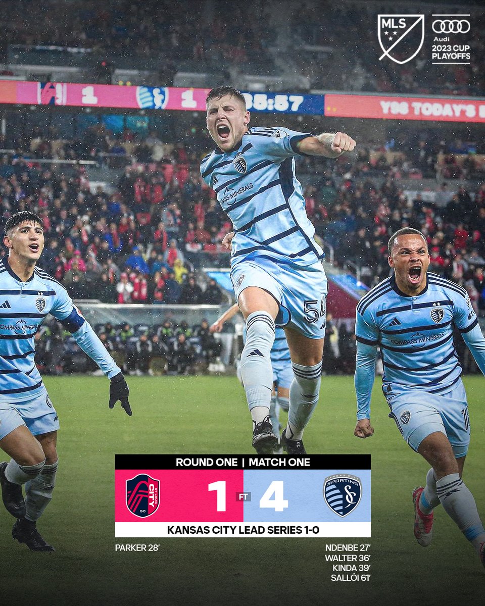 A huge night 4️⃣ <a href="/SportingKC/">Sporting Kansas City</a>.

The visitors take a 1-0 lead in the series with an emphatic rivalry win at CITYPARK!

#SportingKC // Audi #MLSCupPlayoffs