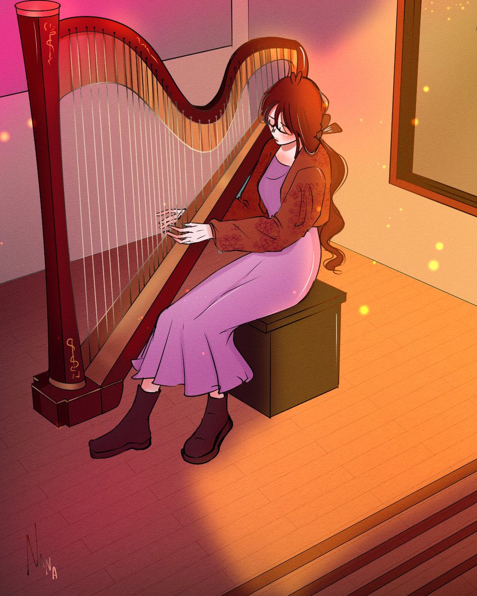 day 29: Harp 
#digitalart #huionhauntober2023 #illustrationart #inktober2023 #digitalartwork