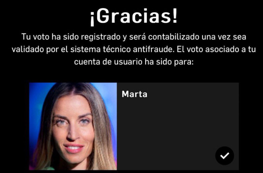 Rocioyositecreo's tweet image. Pues a seguir votando a Marta!
Buenas noches gente!
#GHVIP29O #GHVIP30O