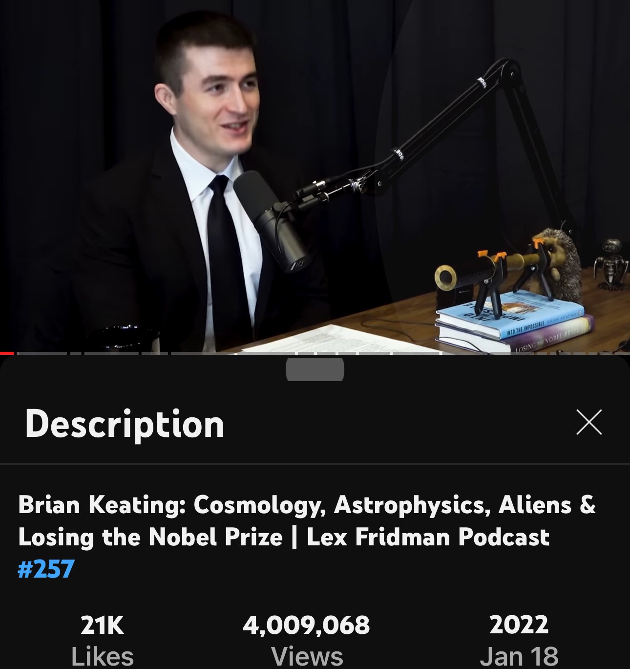 Prof. Brian Keating on X: I thought almost four hours with @lexfridman  would leave nothing remaining on the table. Yet, I still left feeling  there's more to say. Спасибо brother… keep cracking