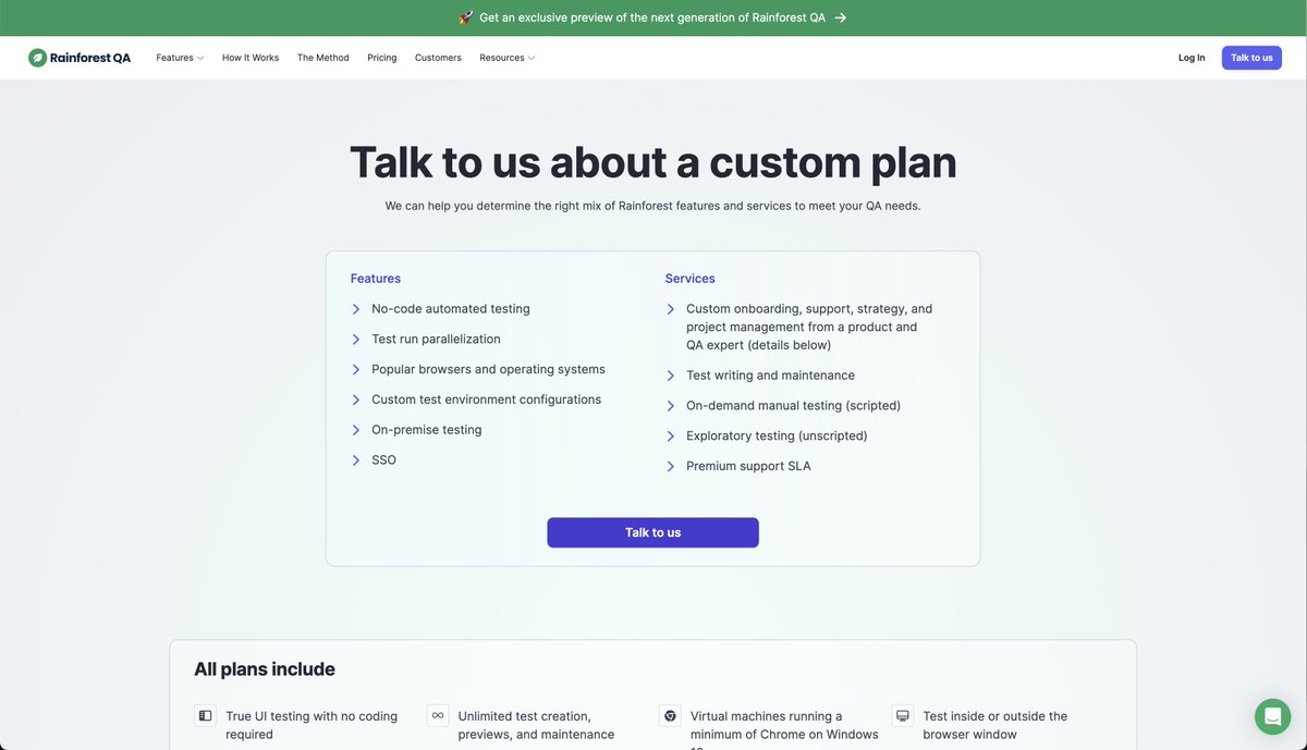 ryanseanbadger's tweet image. It's always so sad to see an app that you used regularly for years decide they just don't want your money anymore.
This used to be ~$10/mo, now you have to call them to even get a price (plans start at $200/mo)
Anybody know any good alternatives to @rainforestqa ?