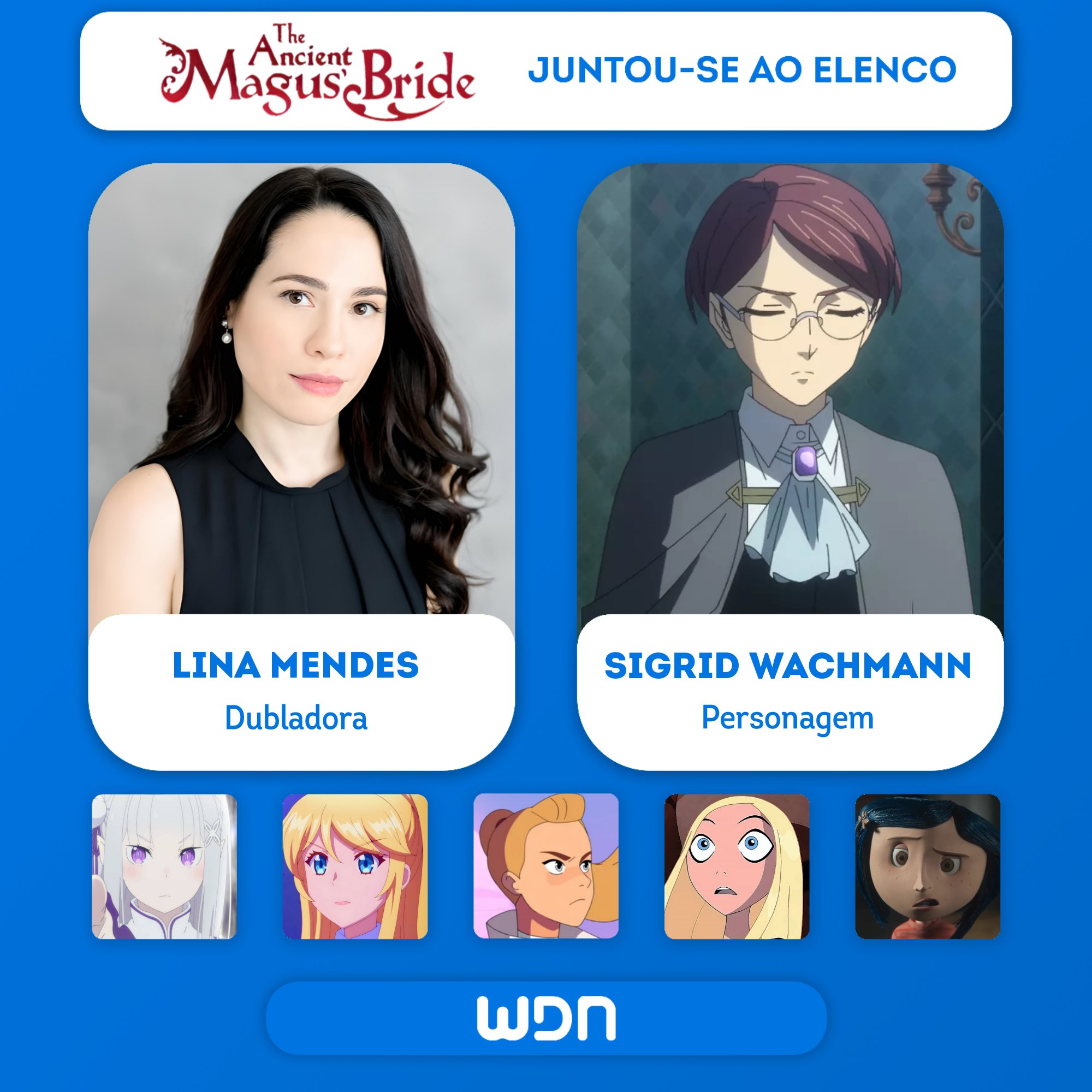 WDN - World Dubbing News on X: 🪄 Novos dubladores juntam-se ao elenco de 'The  Ancient Magus Bride S2' • Lina Mendes como Sigrid Wachmann • Daniel Ávila  como Fabio Zaccheroni  /