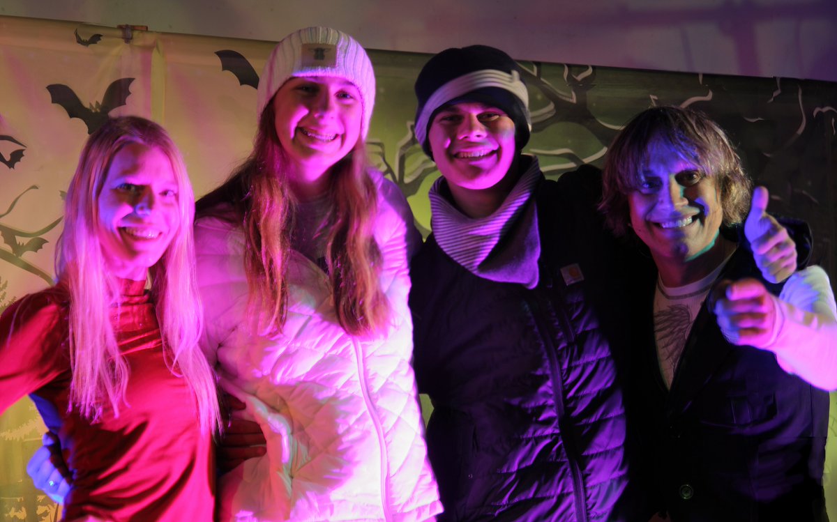 EricAdamHovis's tweet image. #MagicManRusty Ammerman's Dimension of Illusion magic show was a blast at the #ConnerPrairie Headless Horseman Festival 2023! Here he is with his assistant Stormy, along with audience member/assistant Nathan and his girlfriend. Great final show of the festival!