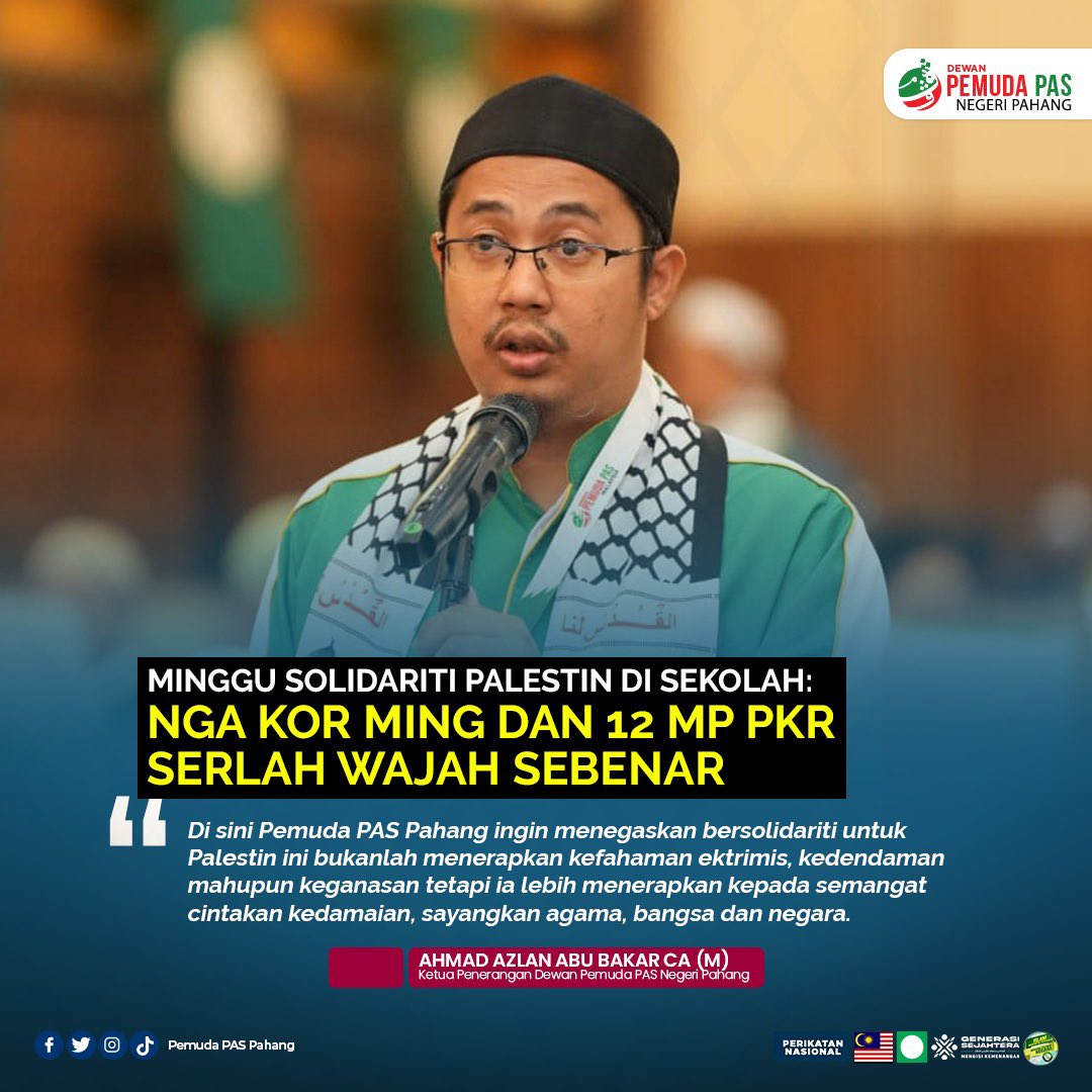 pas_pahang's tweet photo. 1. Pemuda PAS Pahang mengecam satu hantaran di media sosial oleh YB Nga Kor Ming yang mengaitkan berpakaian seperti Pejuang Hamas ini adalah satu fahaman ektrimis. https://t.co/C2XWoOiW0T