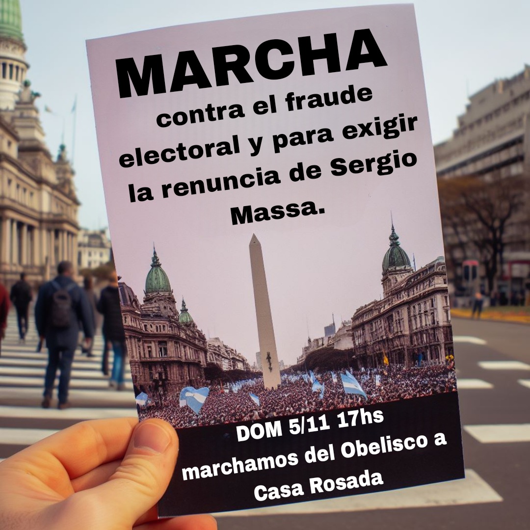 Marcha contra #ElPeorGobiernoDeLaHistoria !! Próximo domingo 17hs, se agradece difusión
#RenunciaMassa #Fraude #FraudeElectoral #BoletaUnicaYa