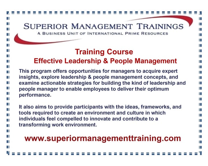 Training in Istanbul: Effective Leadership and People Management, 18–22 March 2024 Click here for details trespaloma.com